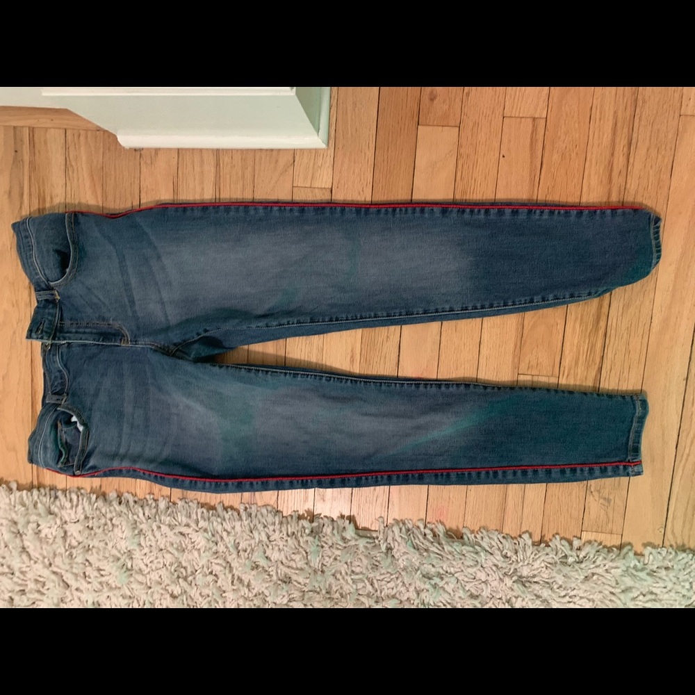red stripe gap skinny jeans drake wash